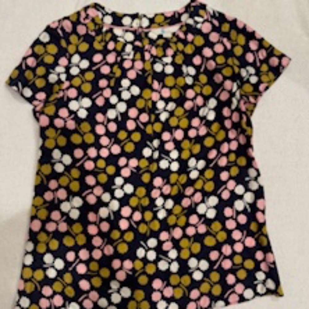 Worn ONCE!! EUC Boden Silk-Blend Pink/Green/White/Navy Carey Top, Size 8